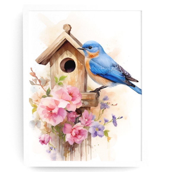 Creative Path Studios Other - Watercolor Eastern Bluebird Wall Art Illustration Print Poster Unframed